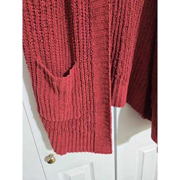 New in large women's maroon chunky knit open front cardigan - Picture 4 of 9
